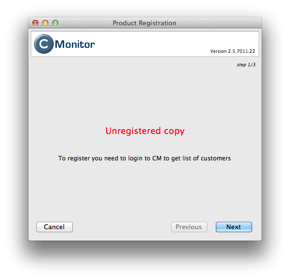 Prompt for C-Monitor's registration to CM server
