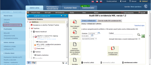 View of a concrete customer's detail in Audit SW and HW inventory